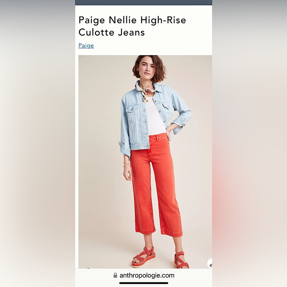 Anthropologie Paige Nellie High-Rise Culotte Jeans. Like new condition! 27P